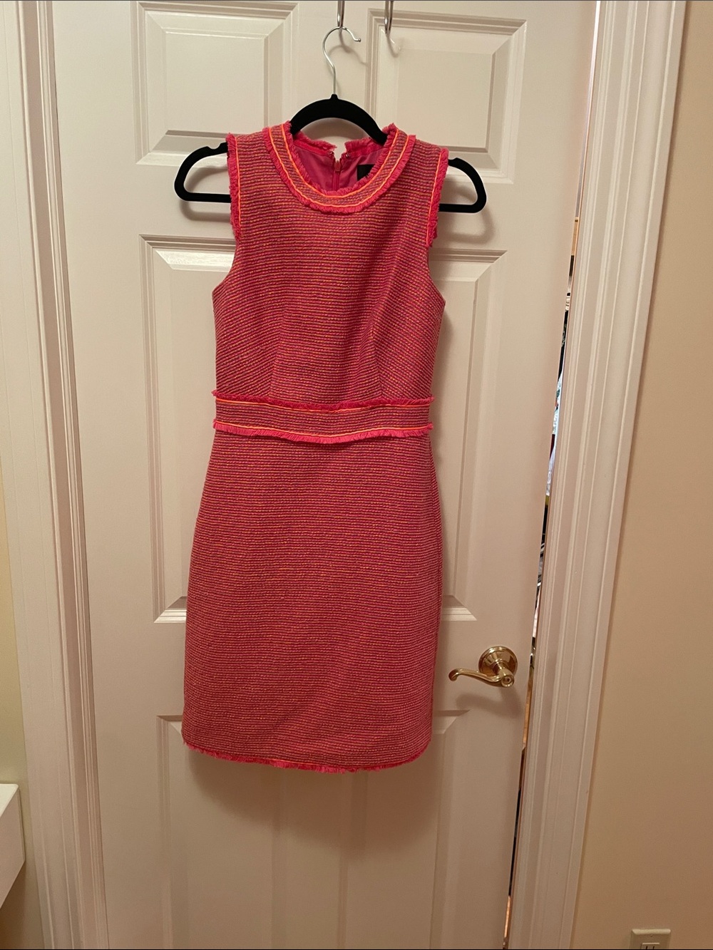 J. Crew Pink Tweed Sleeveless Sheath Dress
